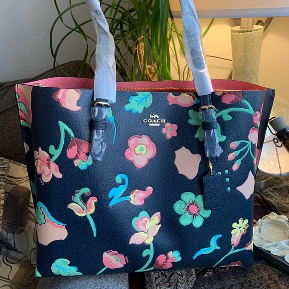 SOLD⛔️Authentic COACH Double faced floral leather tote - Picture 13 of 15